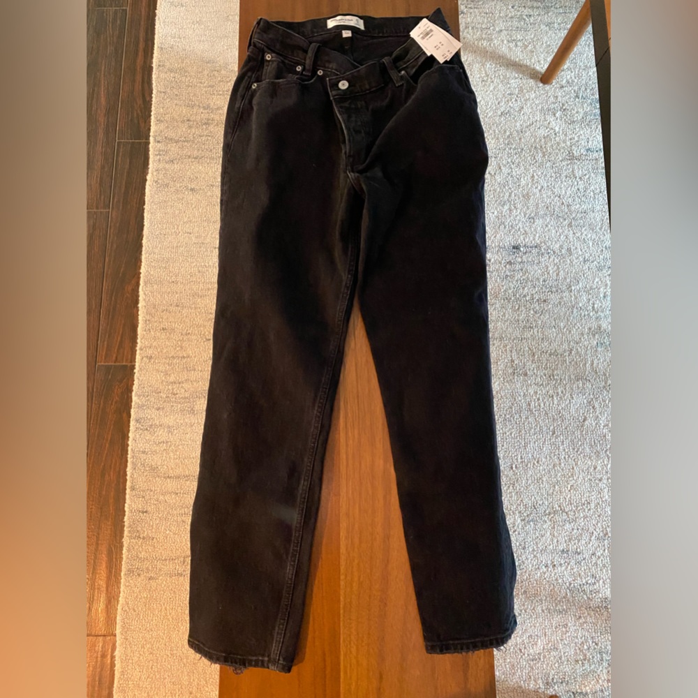 Abercrombie and fitch black dad high rise jeans